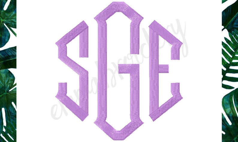 3 Sizes Large Diamond Monogram 3.5 4.5 5.5 Machine Embroidery Font Instant Download 8 File Formats PES DST JEF image 1