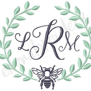 French Bee Monogram Frame - 5 Sizes - Blank Monogram Instant Download Machine Embroidery File - PES DST EXP - 8 File Formats