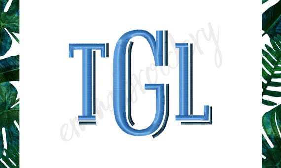 7 Sizes - Sloan Shadow Monogram Font - Block Letters Machine Embroidery Font - Satin Stitch Instant Download - 8 File Formats PES DST JEF