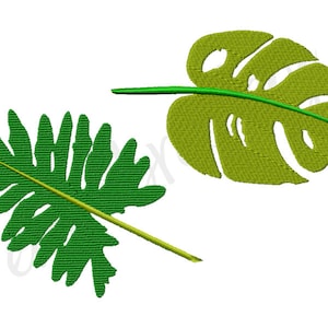 Tropical Monstera Banana Leaf Machine Embroidery Design File - 4x4 5x7 6x10 - Instant Download - Embroidery Font Monogram Design