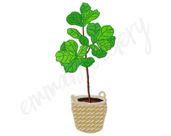 5 Sizes Fiddle Leaf Fig Embroidery Design - 3" 4" 5" 6" 7" - Machine Embroidery Design - Instant Download - 8 File Formats - PES DST JEF