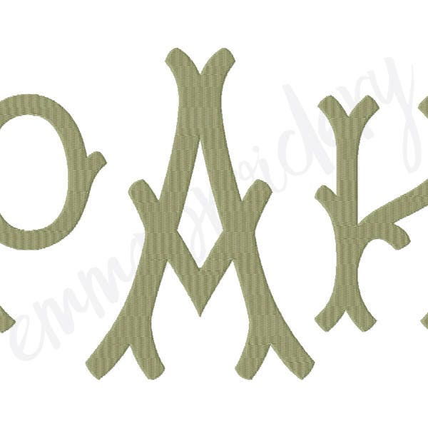 4 Sizes Large Branches Monogram Machine Embroidery Font - 5" 6" 7" 8" - 8 File Formats PES JEF DST - Fill Stitch Instant Download