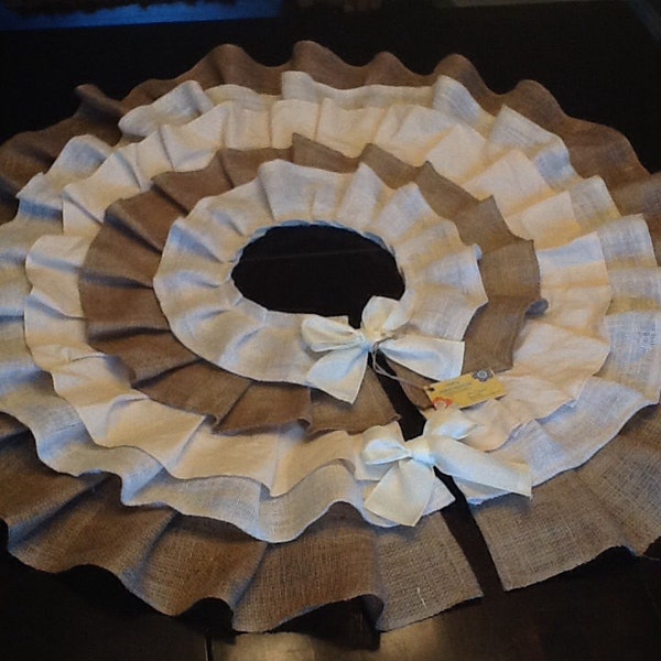Ruffled Burlap/ Muslin Tree Skirt 44 in.