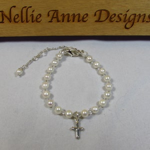 Baby Bracelet, Childrens Jewelry, Baptism Bracelet, Confirmation Bracelet, Pearl Bracelet, Handmade, Hand Crafted
