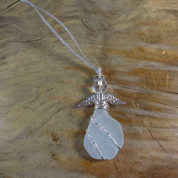 Sea Glass Angel Christmas Tree Ornament/ Beach Glass Ornament/ Christmas Tree Ornament/ Handmade/ Hand Crafted