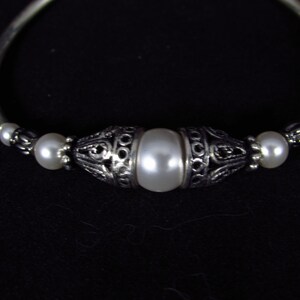 White Pearl Bracelet/ Bar Bracelet/Victorian Bracelet/Bridal Jewelry/Bridal Bracelet/ Handmade/ Hand Crafted/Silver and Pearl Bracelet