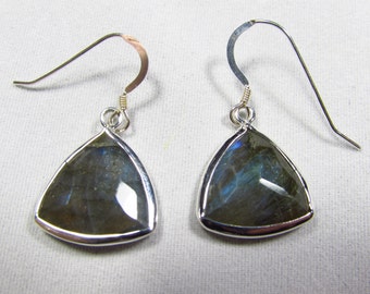 Handmade Faceted Labradorite Sterling Silver Dangle Earrings