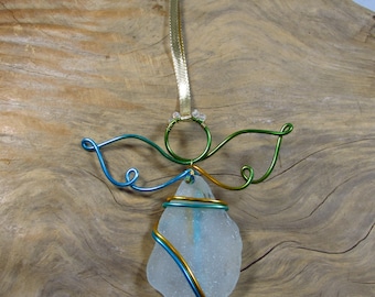 Sea Glass Angel/ Beach Glass Angel/ Sea Glass Ornament/ Christmas Tree Ornament/ Beach Glass Ornament