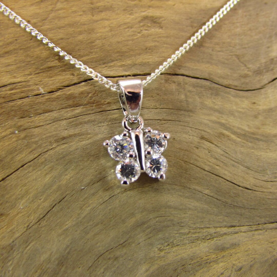 MOP Butterfly CZ Pendant Necklace