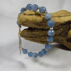 Aquamarine and silver bracelet/ Handmade/ Hand Crafted/ Beaded Bracelet