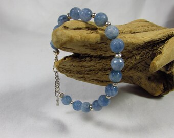 Aquamarine and silver bracelet/ Handmade/ Hand Crafted/ Beaded Bracelet