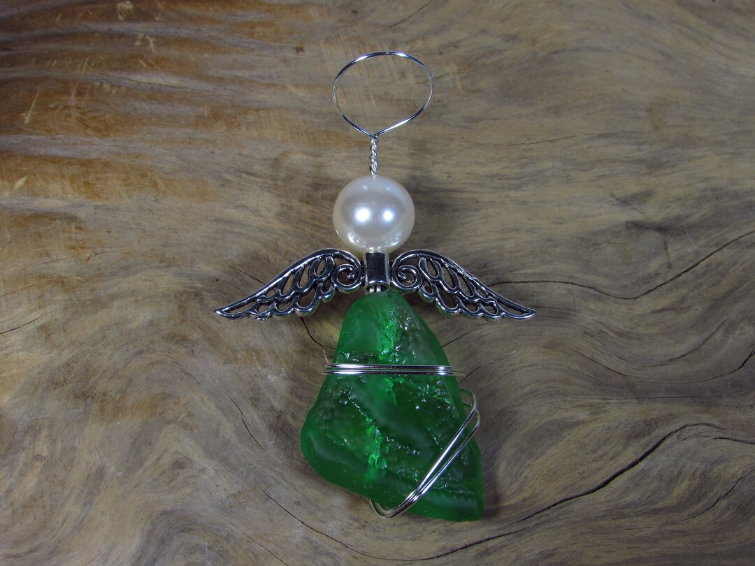 Sea Glass Angel Ornament/ Beach Glass Angel Ornament/ Sea - Etsy