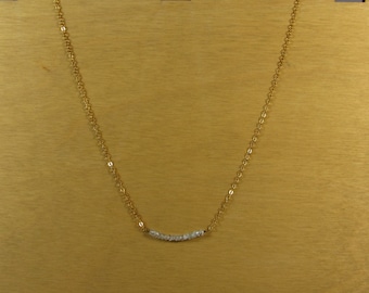 Aquamarine Bar Necklace: 14k Gold Plated March Birthstone