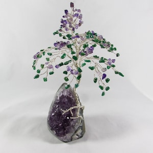 Amethyst Gem Tree on Amethyst Base/ Wire Wrapped Tree&#39;/ Bonsai Tree/ Tree of Life/ Handmade/ Hand Crafted