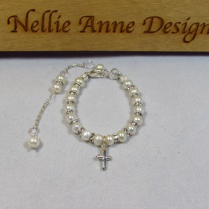 Baby Bracelet, Childrens Jewelry, Baptism Bracelet, Confirmation Bracelet, Pearl Bracelet, Handmade, Hand Crafted