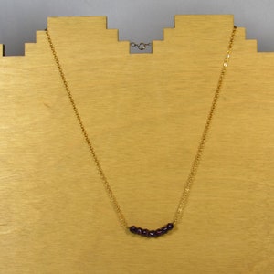 Garnet Necklace/ Garnet Bar Necklace/ Garnet Bead Necklace/ Handmade Necklace/ Hand Crafted Necklace/ January Birthstone Necklace