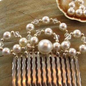 Swarovski Pearl & Crystal Bridal Hair Comb/ Handmade/ Handcrafted/ Wire Wrapped