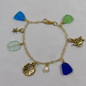 Sea Glass Charm Bracelet/ Sea Glass Bracelet/ Beach Glass Bracelet/ Beach Glass Charm Bracelet/ Sea Glass Jewelry/ Beach Glass Jewelry