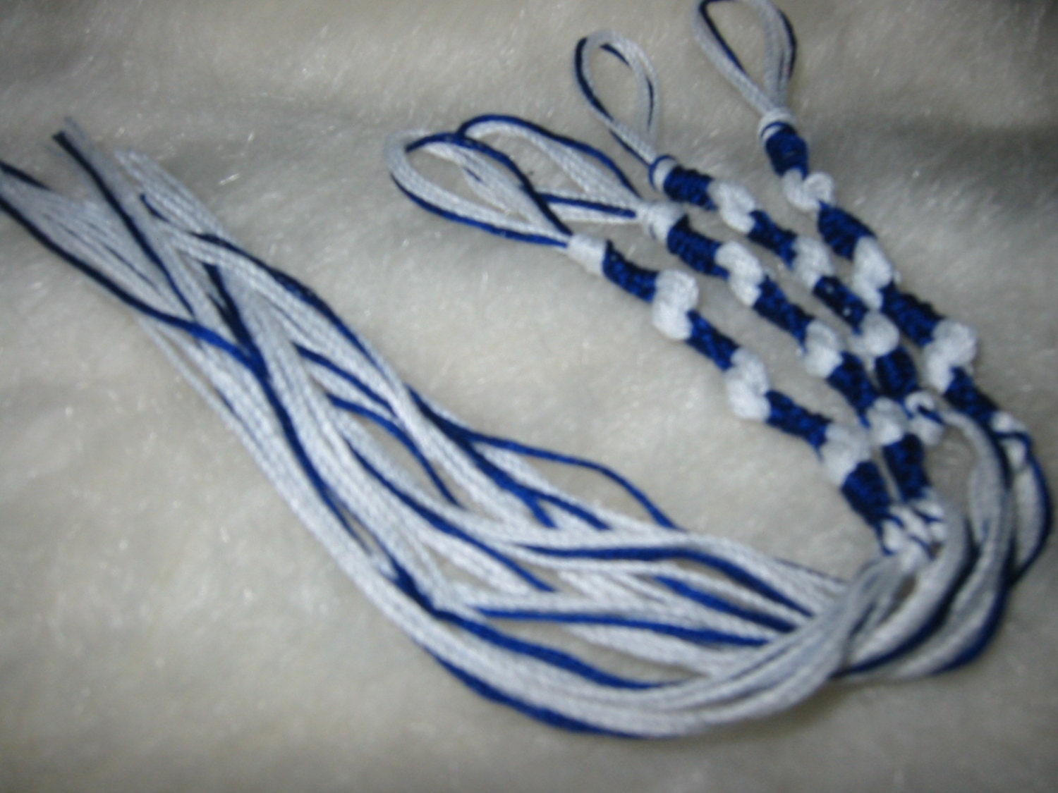 Tzitzit Handmade Tzitziyot,/tassels/fringes numbers 1538white & Royal