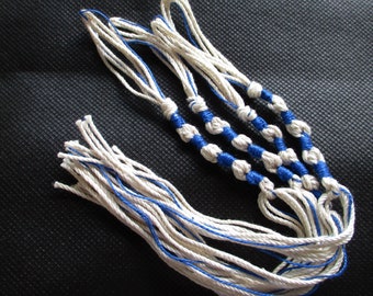 tzitzit Handmade Tzitziyot,/tassels/fringes (Numbers 15:38) Natural & Royal Blue