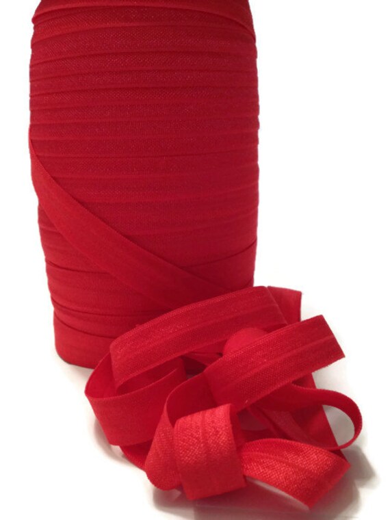 5/8 Inch FOE Red Fold Over Elastic Red Ribbon Hair Ties Etsy