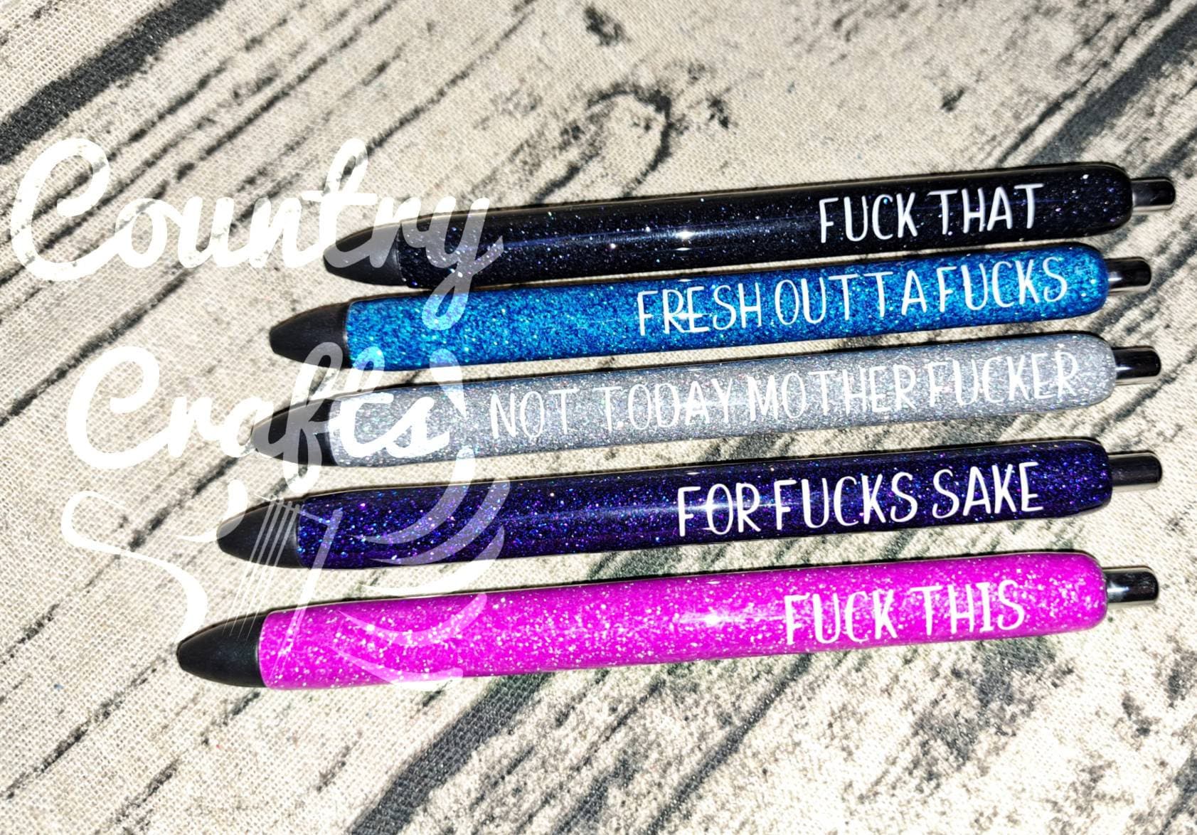 ZILOOK 5 Pcs Funny Pens, Swear Word Daily Pen Set, Fuck Pens Black
