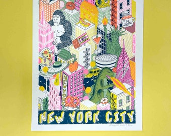 A2 NYC Silk Screen Print, New York City Wall Art