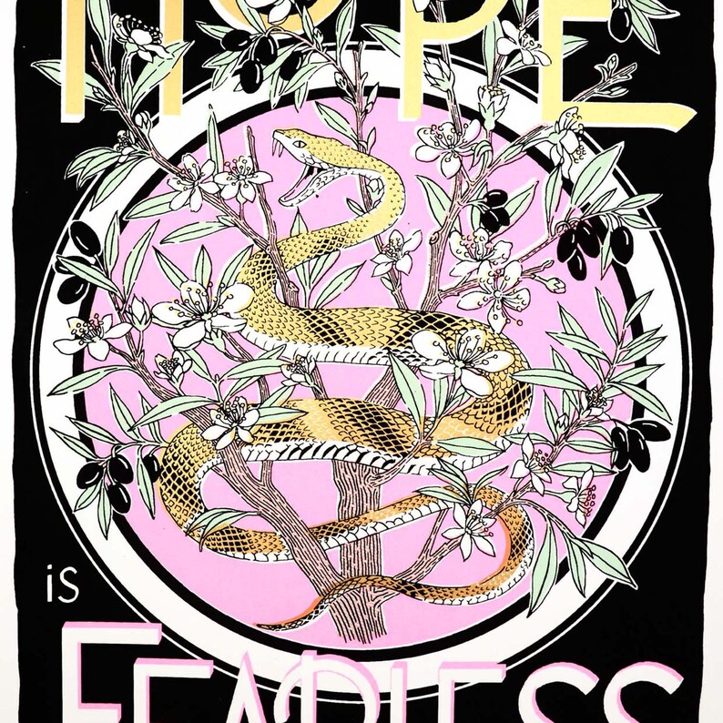 Hope is Fearless Silk Screen Print Tattoo inspired Wall Art | Etsy