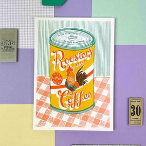 Rooster&#39;s Roast - Coffee Risograph print