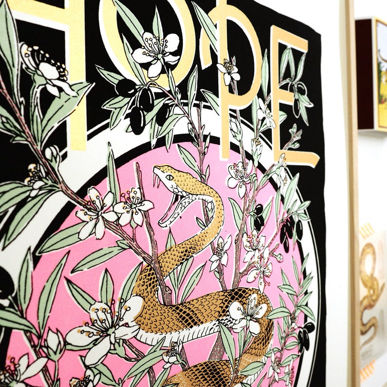 Hope is Fearless Silk Screen Print Tattoo inspired Wall Art | Etsy