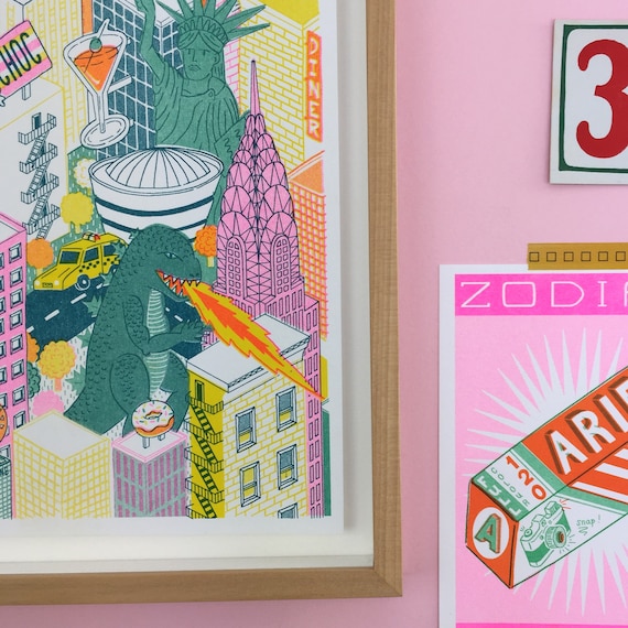 A4 New York City Risograph Print - Etsy Canada