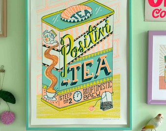 A2 Positivity Tea Tin, Silk Screen Print