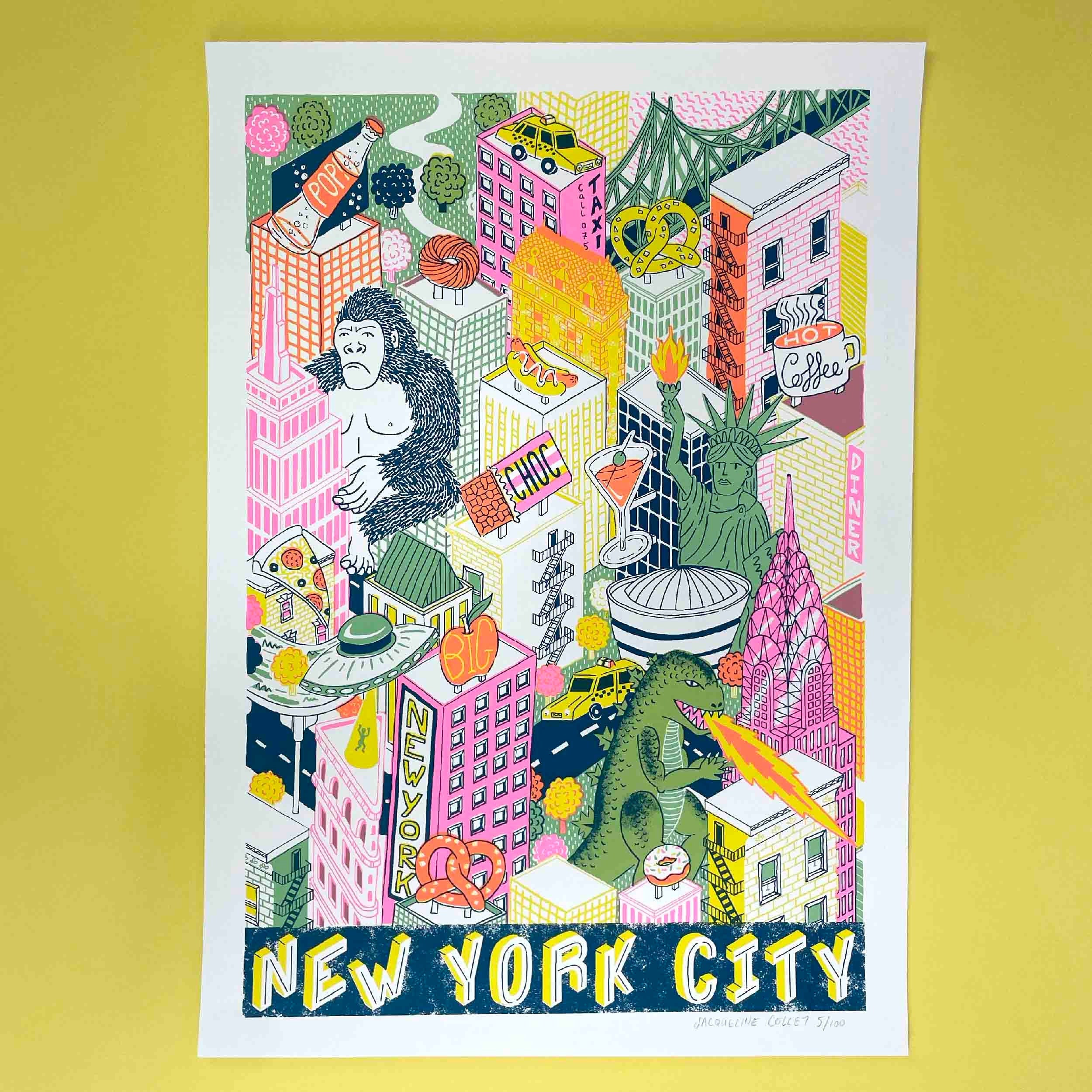 A2 NYC Silk Screen Print, New York City Wall Art 
