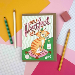 Passez une journée parfaite ! Carte d'anniversaire chat A6