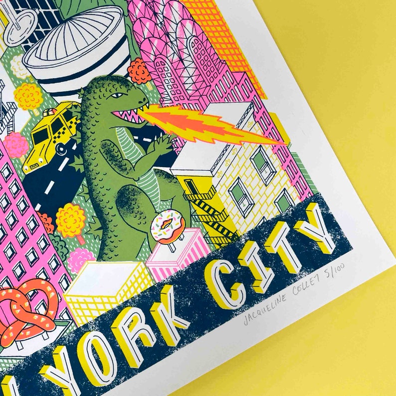 A2 NYC Silk Screen Print, New York City Wall Art image 3