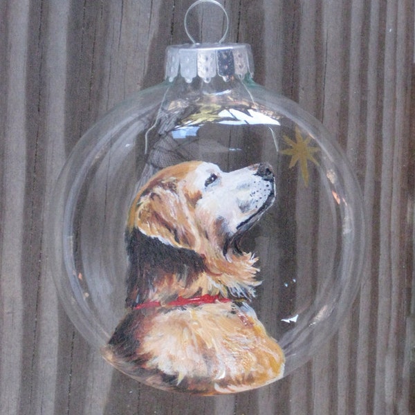 Custom Pet Ornament, Custom Pet Portrait, Pet Portrait, Personalized Dog Portrait, Dog Christmas Gift - Hand Painted From Your Photograph