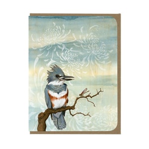 Kingfisher and Chrysanthemum Clouds - Blank Note Card