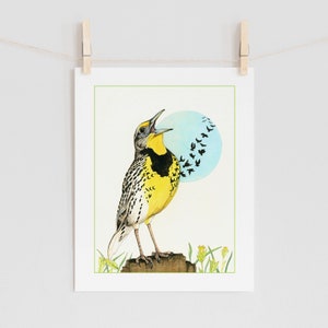 Western Meadowlark Watercolor - Fine Art Print