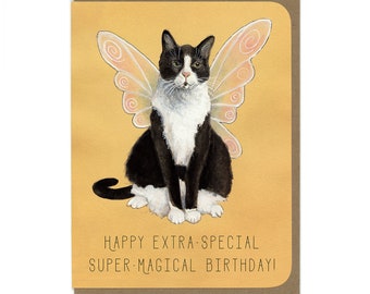 BIRTHDAY Magical Cat Fairy - Birthday Card