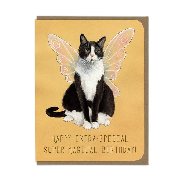 BIRTHDAY Magical Cat Fairy - Birthday Card