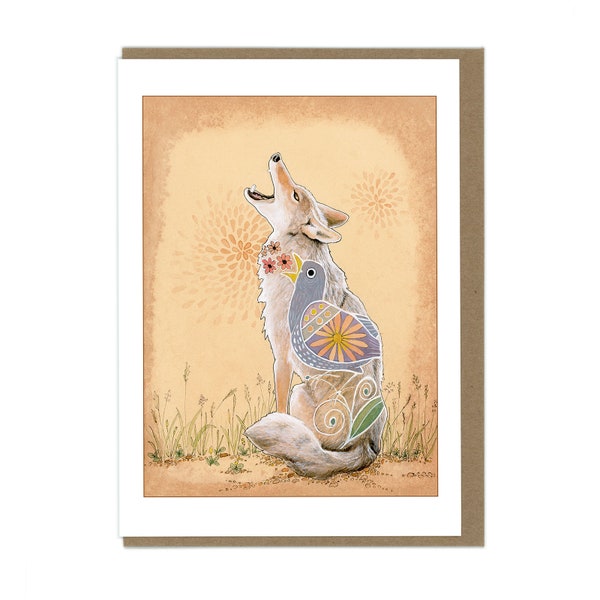 Greeting Card - Coyote Howling -  Blank Card