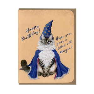 BIRTHDAY Wizard Cat - Birthday Card