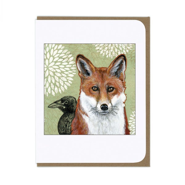 Greeting Card - Fox and Crow -  Blank Card