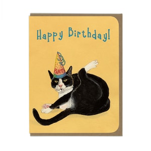 BIRTHDAY Party Hat Cat - Birthday Card