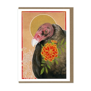 Greeting Card - Turkey Vulture and Flower -  Blank Card