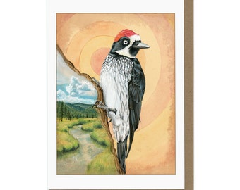 Greeting Card - Acorn Woodpecker -  Blank Card