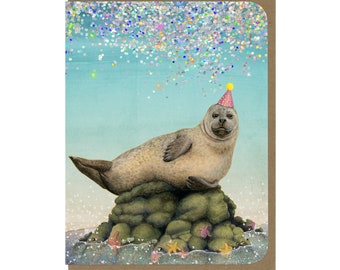 BIRTHDAY - Happy Harbor Seal - Greeting Card