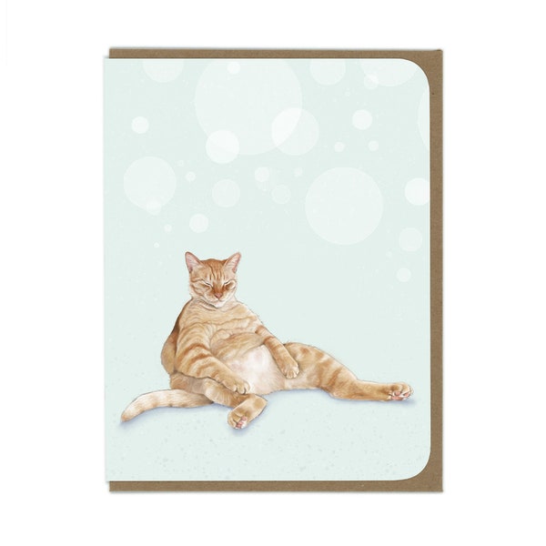 Snoozy Orange Tabby - Blank Greeting Card
