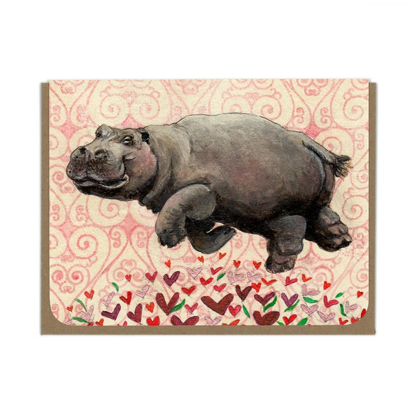 Dancing Hippo - Blank Card