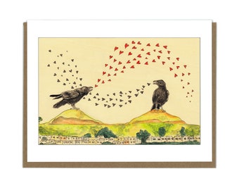 Crows and Hearts "Duet" - Greeting Card